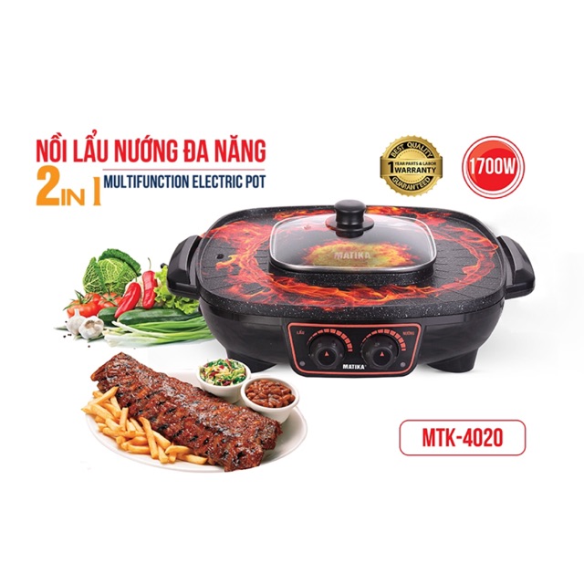 Lẩu nướng điện đa năng matika MTK-4020