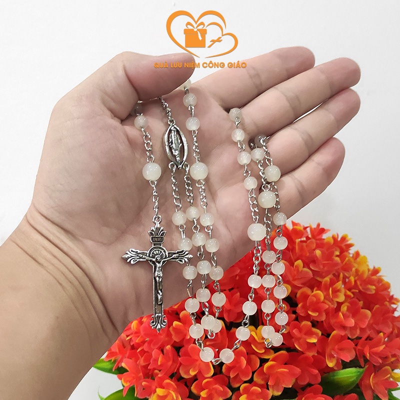 Chuỗi Mân Côi 50 ,Tràng Chuỗi Mân Côi 50 Hạt Đỏ, Đen, Trắng Quà Lưu Niệm Công Giáo