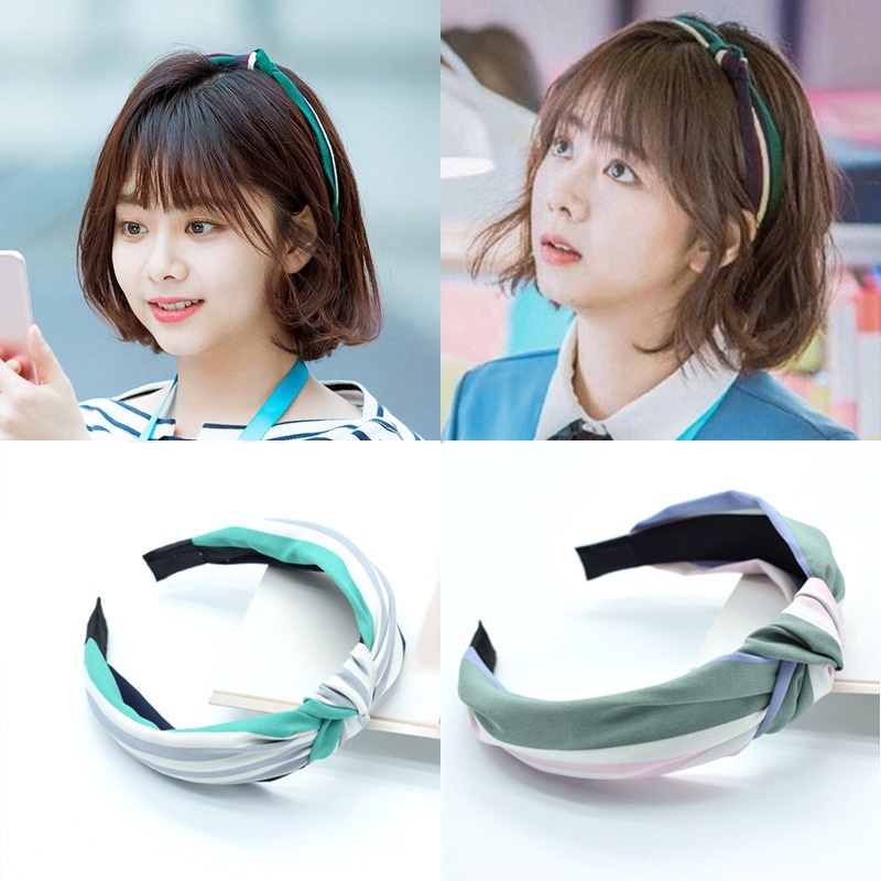 Băng đô rửa mặt bản rộng họa tiết kẻ sọc sành điệu tùy chọn cho nữ