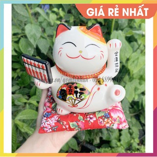 (GIÁ RẺ - SIÊU ĐẸP) Mèo thần tài CAO 16CM - cầm bàn tính, mèo vẫy tay phong thủy giá rẻ nhất