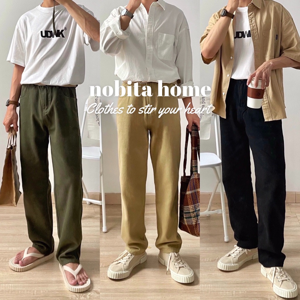 NOOBITA - Quần baggy nam ống suông vải denim 7701