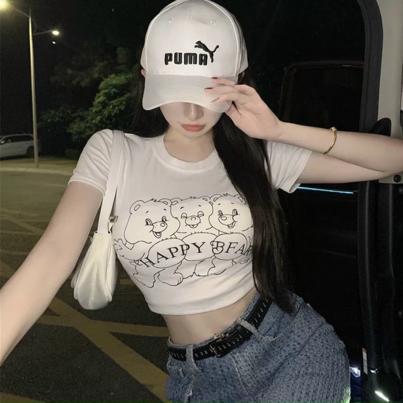 Áo croptop GB 3 BÉ GẤU tay ngắn cổ tròn siêu xinh cho Nữ - alohashop91