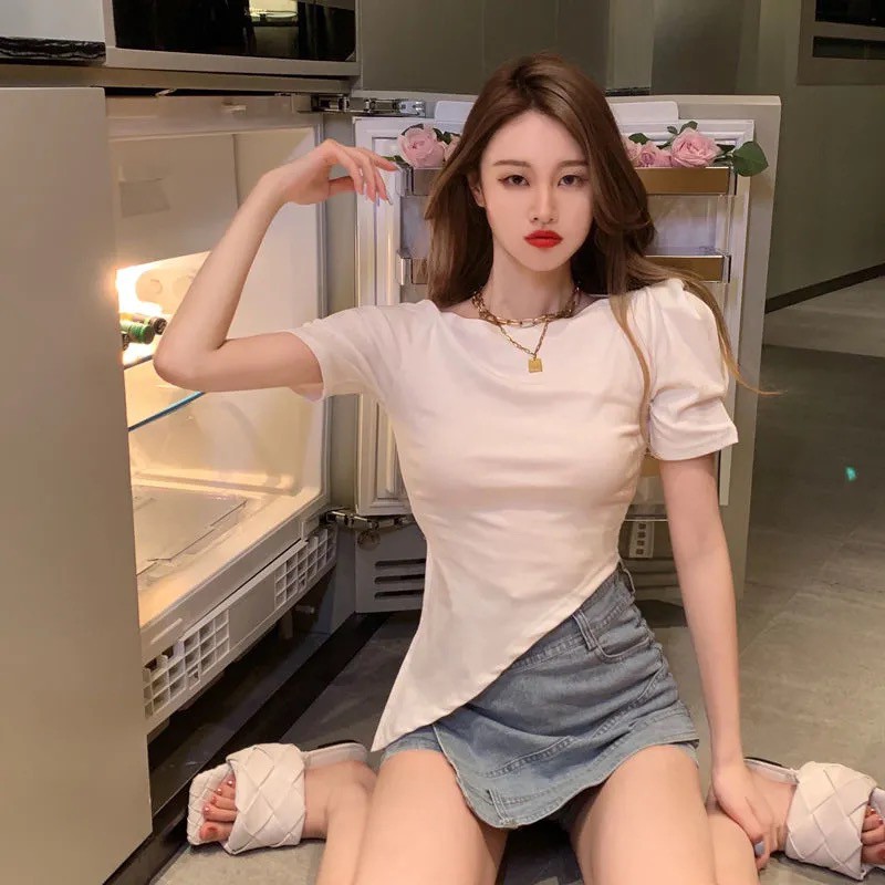 Chân váy jean quần giả váy dáng ngắn tạo kiểu vạt chéo sexy order GVVC001
