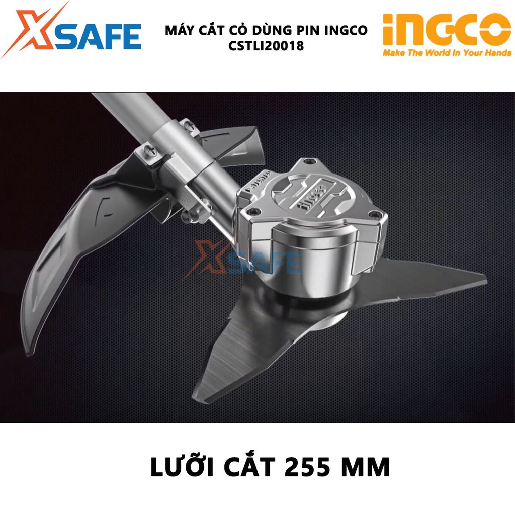 Máy cắt cỏ dùng pin INGCO CSTLI20018 40V mô tơ không chổi than, kèm 1 bánh cước cắt cỏ, 1 lưỡi cắt cỏ 3T