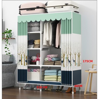 Tủ treo quần áo 2 buồng 6 ngăn size 1.1m khung kim loại