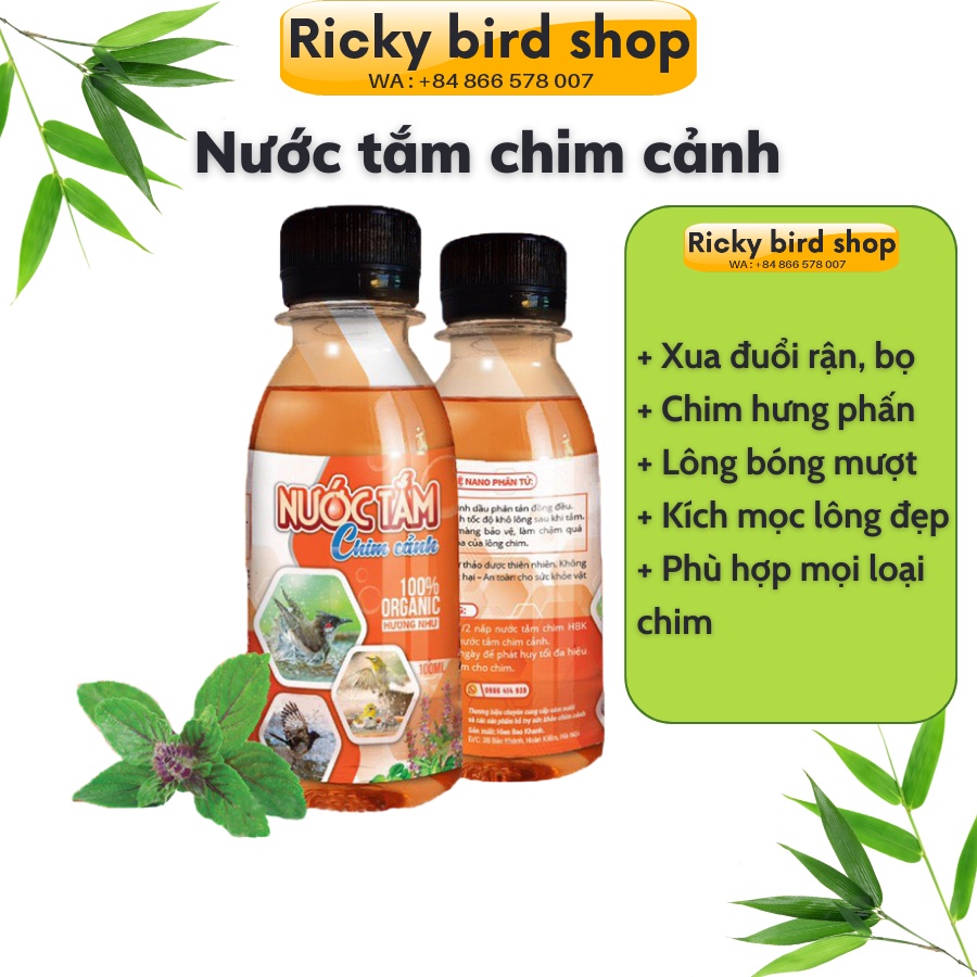 Nước tắm chim chào mào Hiển Bảo Khánh -  Chính Hãng - Chai 100ml (Nước tắm cho chim chào mào, khuyên, chòe, mi ...)