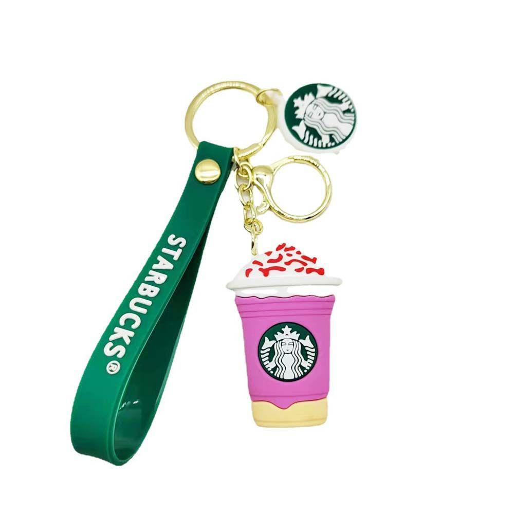 LANFY Móc Chìa Khóa Starbucks Bằng PVC Họa Tiết Hoạt Hình Dễ Thương