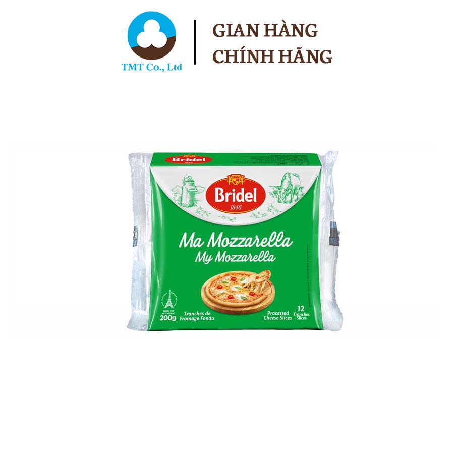 Phô mai lát Mozzarella Bridel 200g nhập khẩu từ Pháp
