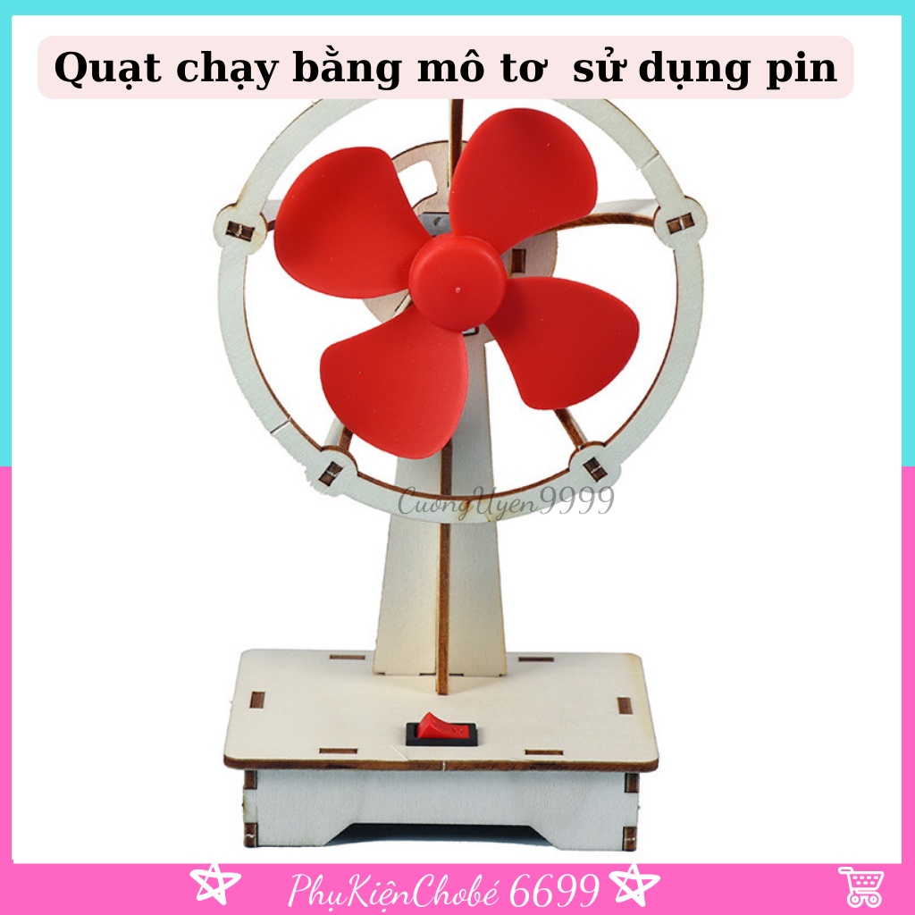 Đồ chơi sáng tạo STEM quạt đồ chơi gỗ sử dụng mô tơ chạy bằng pin ,Đồ chơi DIY[Giáo dục STEM STEAM]