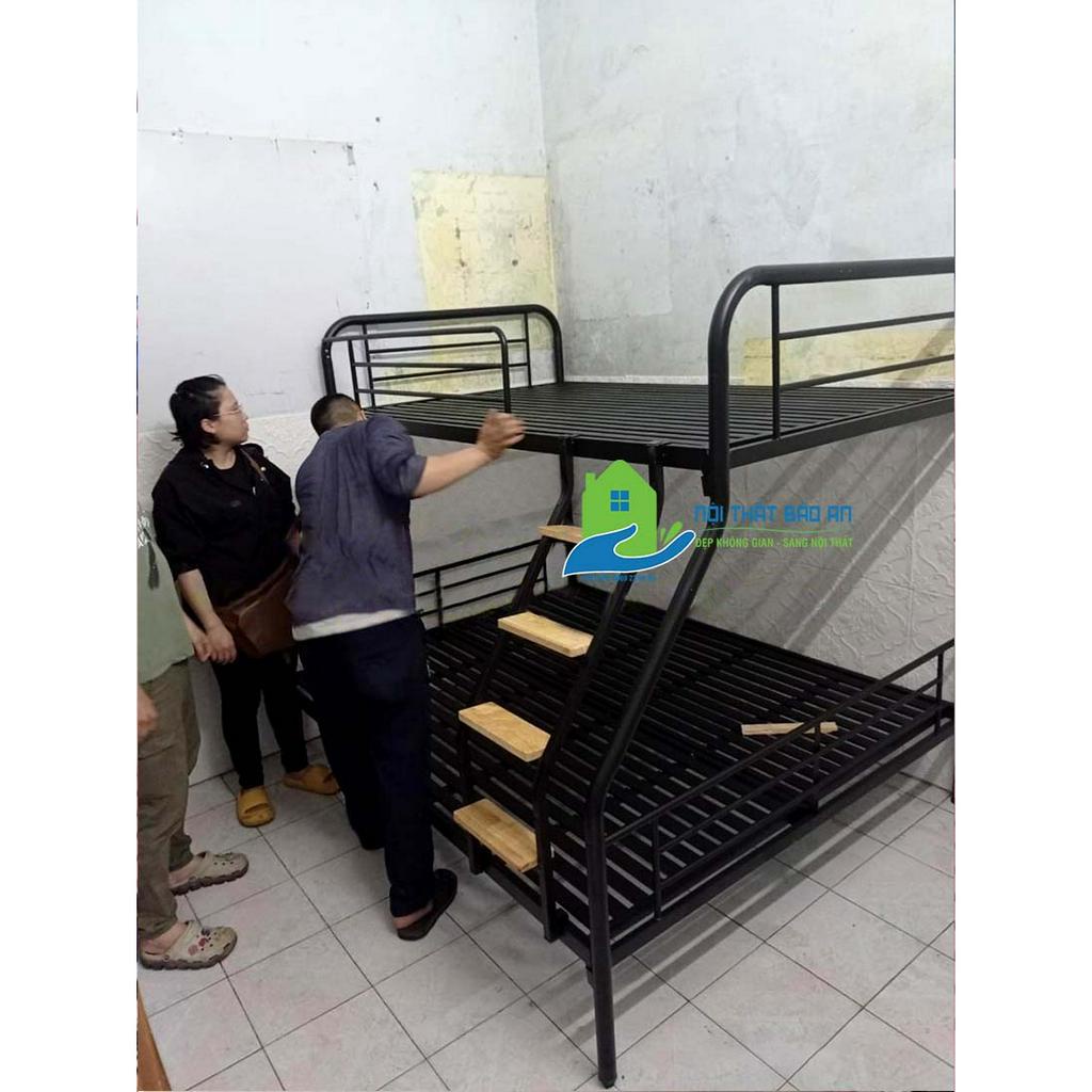 Giường sắt lệch tầng mẫu mới hiện đại - Kích thước 1mx1m2 - Giao hỏa tốc free ráp HCM