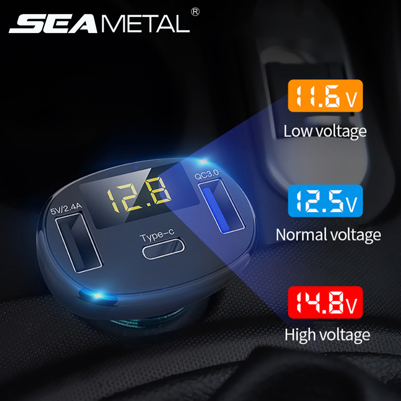 Tẩu sạc SEAMETAL ổ cắm kép QC3.0 12V 2.4A 2 USB Type-C chuyên dùng cho xe hơi