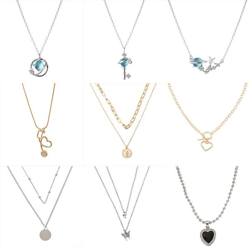 Vòng cổ Mặt Hình Trái Tim Đính Đá Zircon Phong Cách Thời Trang Hàn Quốc