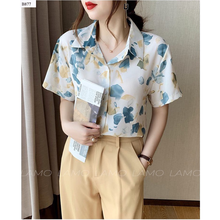 Áo Sơ Mi họa tiết tay ngắn- B877