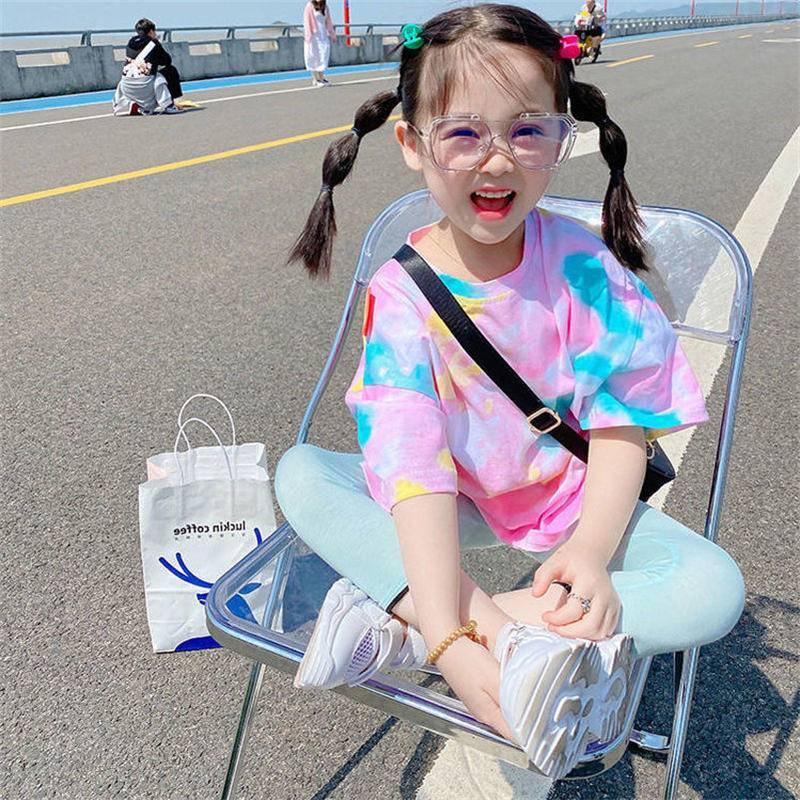 Trang phục áo thun cotton mỏng dáng rộng và quần legging mảnh kiểu mùa hè Tây Hàn cho bé gái