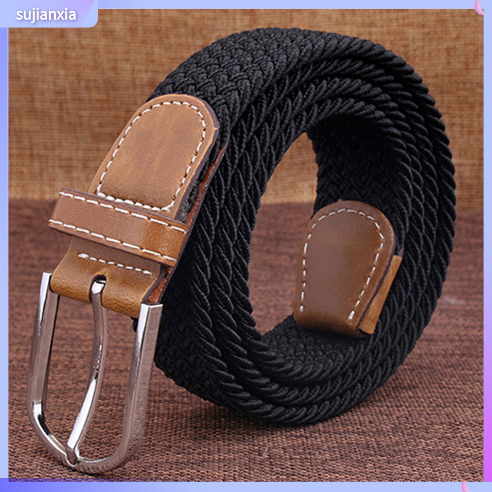 Sujianxia| Thắt Lưng Dây Bện Co Dãn Có Khóa Kim Loại Thời Trang Cho Nam Và Nữ