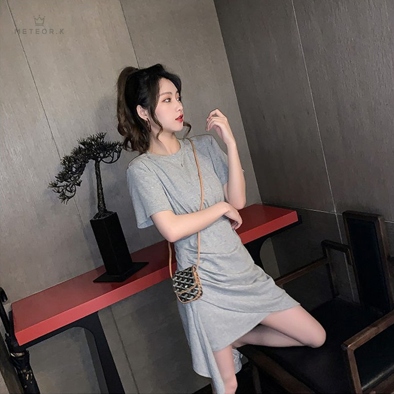 Đầm nữ tay ngắn thiết kế ôm eo phong cách Hàn Quốc