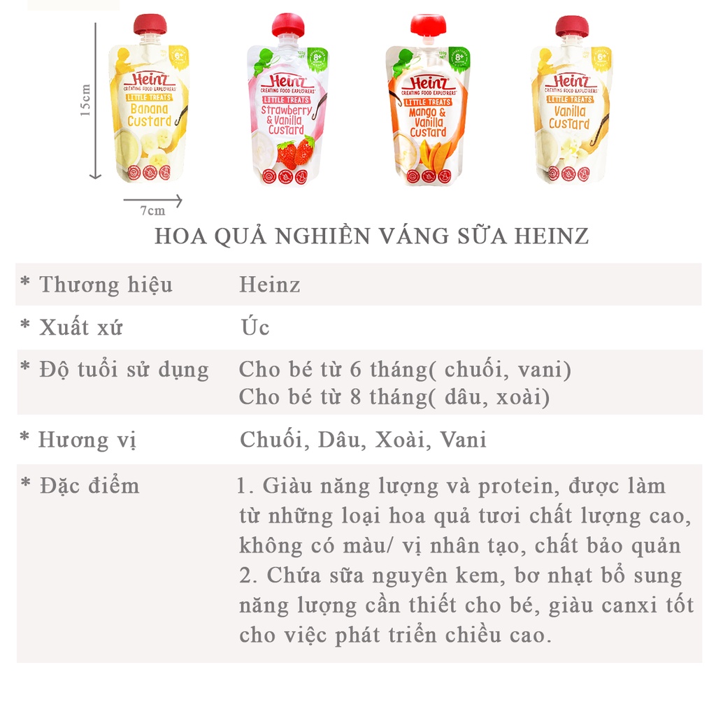 Hoa quả nghiền váng sữa HEINZ đồ ăn dặm cho bé 6 tháng 120G 93006