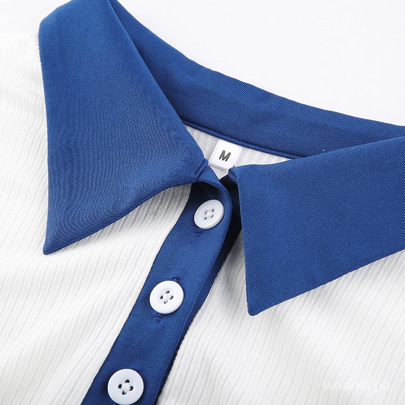 Bộ Áo Liền Quần Cổ Polo Cài Nút Màu Khối KwE2 Cho Nữ