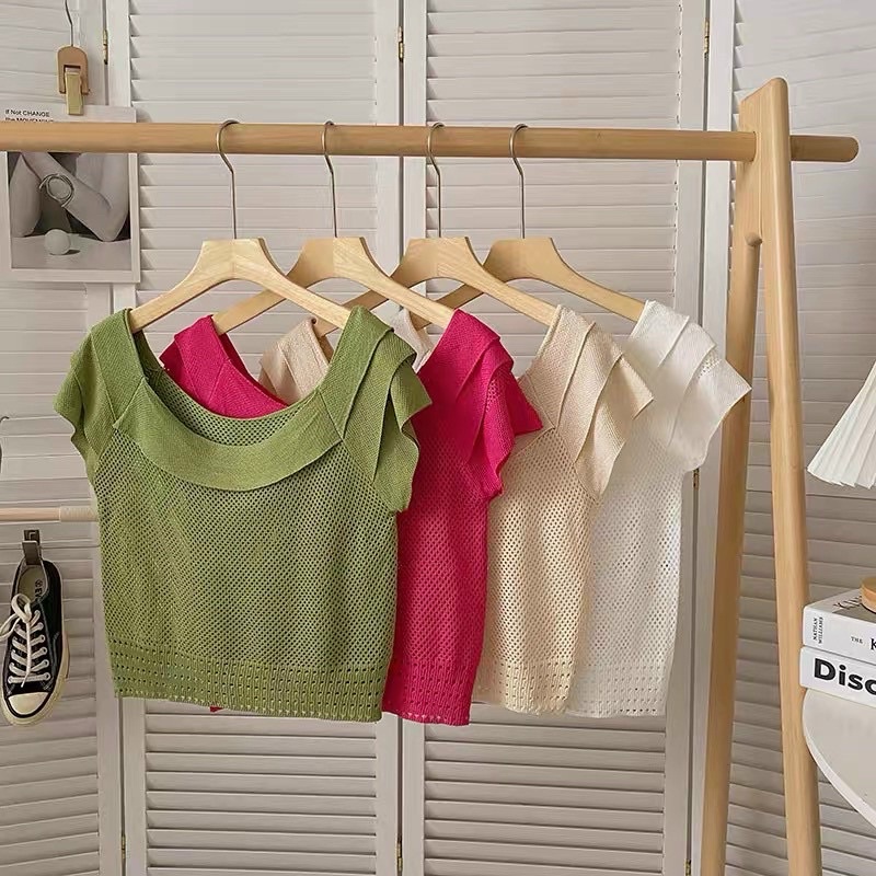 ÁO TRỄ VAI LEN BÈO LƯỚI MS95661