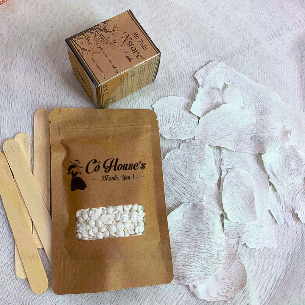 Combo nồi nấu sáp wax pro 100, sáp wax nóng Beans và Mỡ trăn Nstore tặng kèm que gỗ