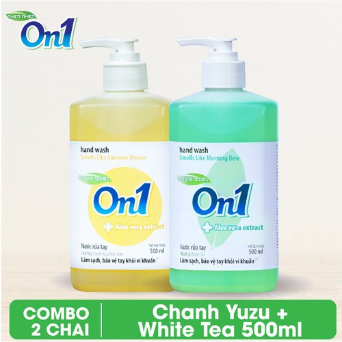 [Mã FMCGM25 - 10% ĐH 150K] COMBO 2 chai Nước rửa tay sạch khuẩn On1 500ml hương Chanh YUZU và White Tea