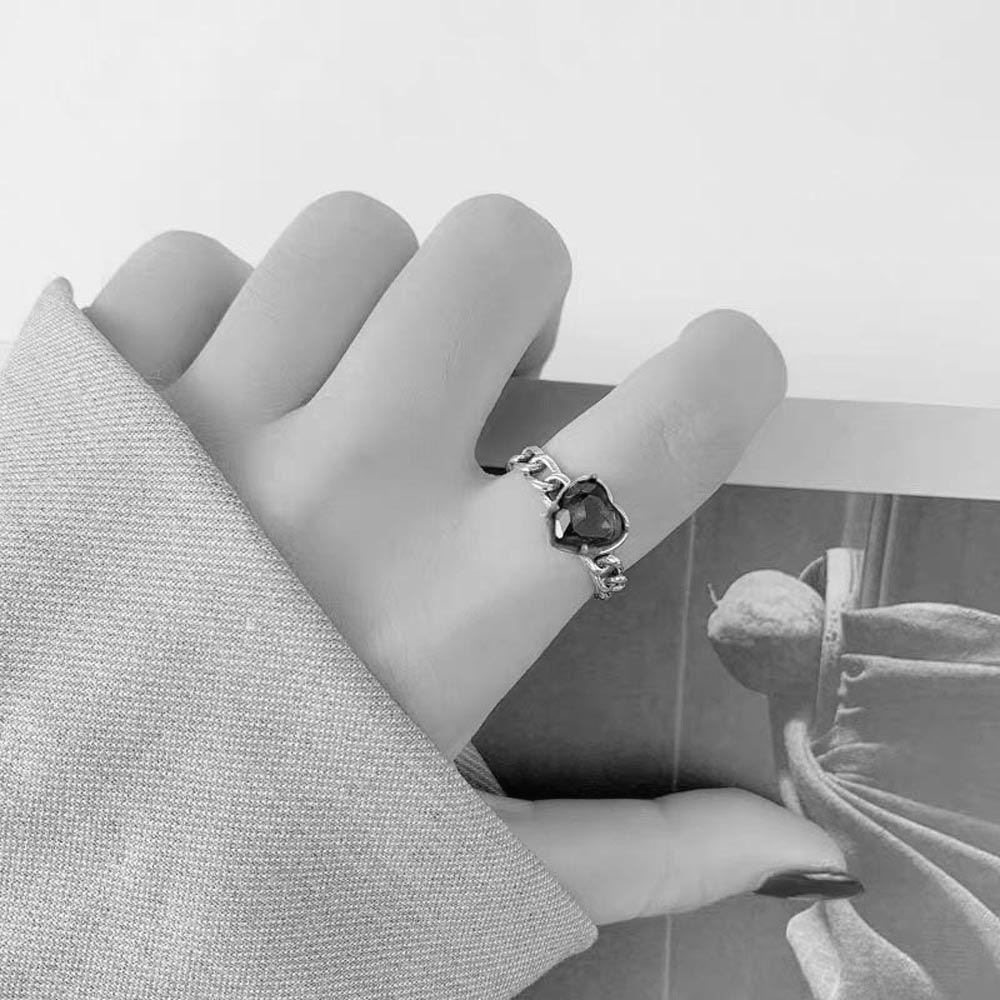 Nhẫn Hở Hình Vuông Màu Xanh Lá Phong Cách Vintage Dành Cho Nữ
