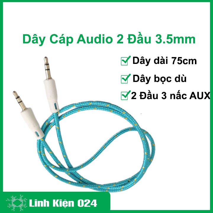 Dây cáp Audio 2 đầu 3.5mm 3 nấc AUX bọc dù, cáp chuyển đổi âm thanh bện 3.0 màu ngẫu nhiên