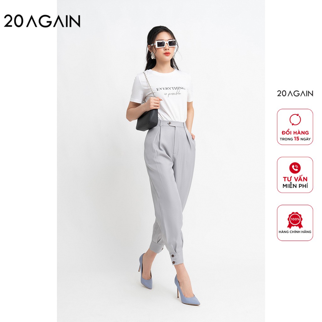 Quần baggy nữ công sở 20AGAIN đủ màu, đủ size, ống bó đính cúc QGW0920