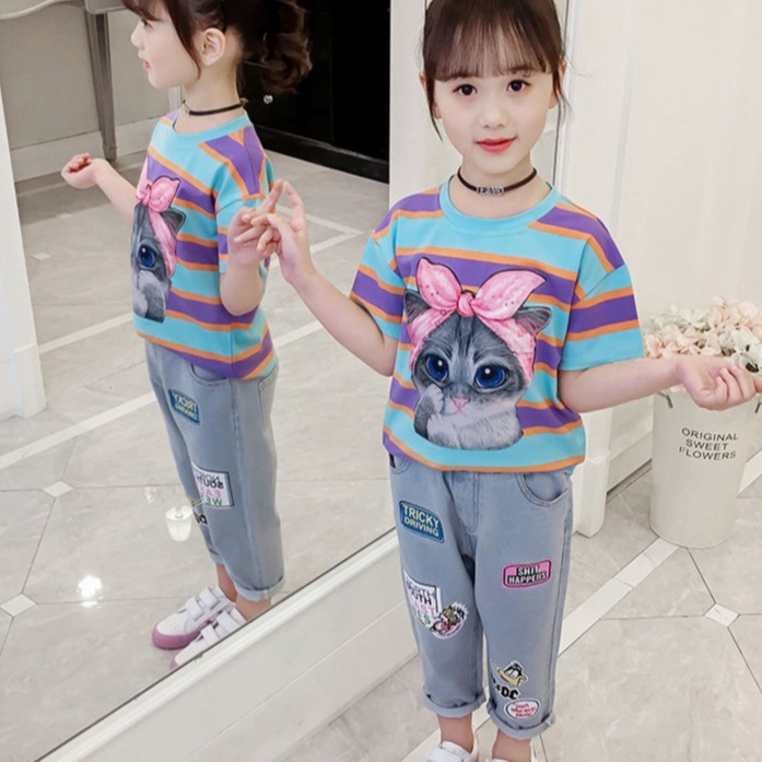 Set 2 Món Áo Thun Tay Ngắn In Hình Ootd Dễ Thương Thời Trang Mùa Hè 2023 Cho Bé Gái Từ 3-4 - 5-6 - 7-8 - 9-10 - 11-12 Tuổi Ternoon Ternoon
