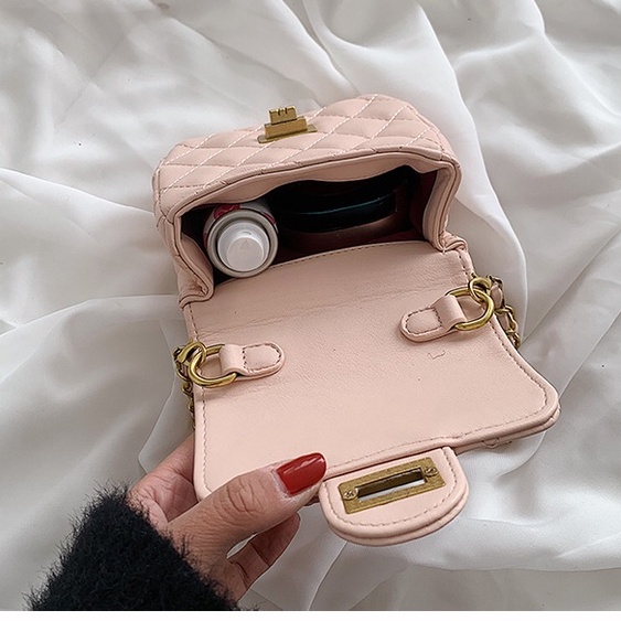 Túi xách nữ thời trang mini Quảng Châu Chânel quai xách đeo chéo dây xích phối da 03T1-CN