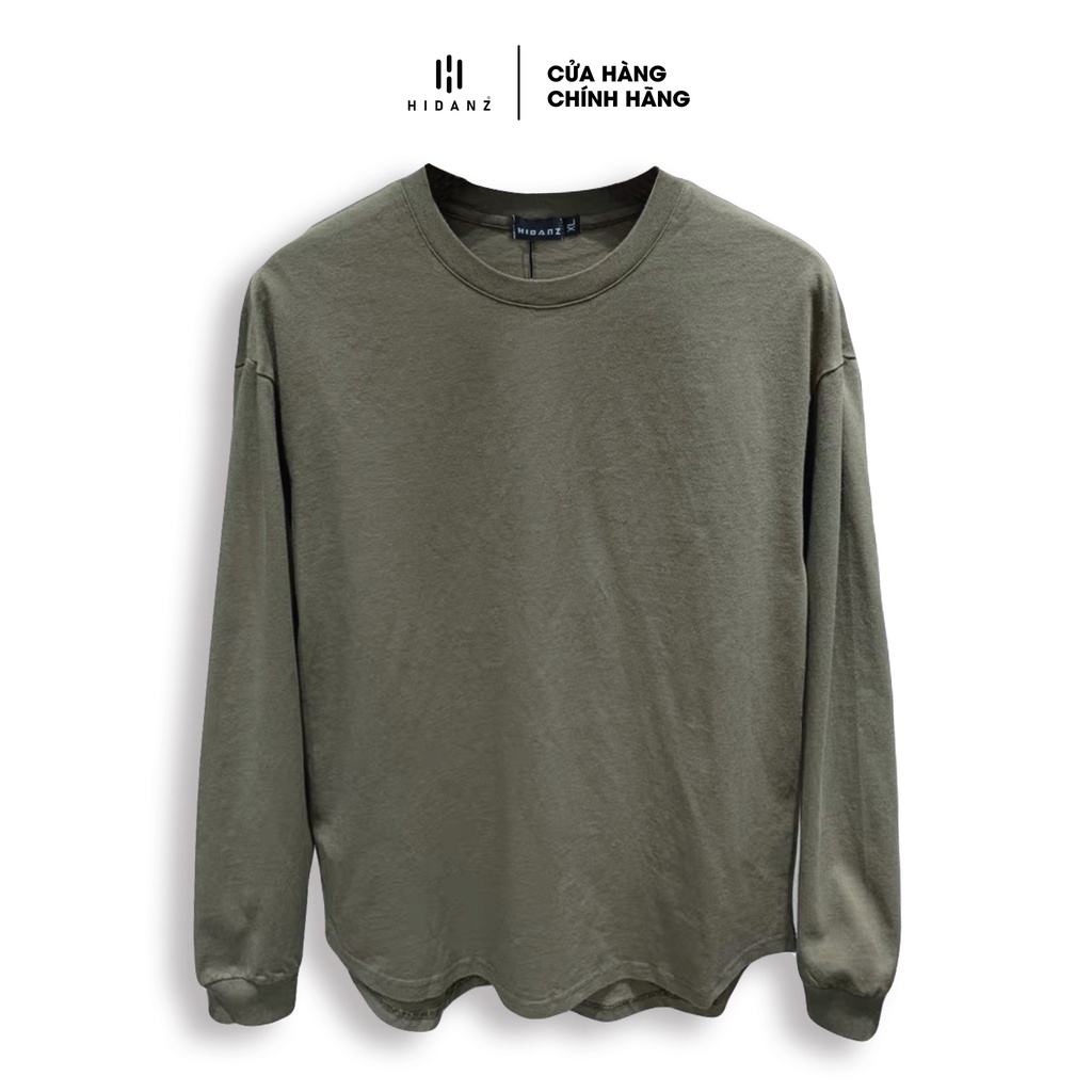 Áo sweater Tay Dài Basic Vạt Bầu Chất Cotton - Co Giãn - Mềm Mại - Màu Xanh Rêu