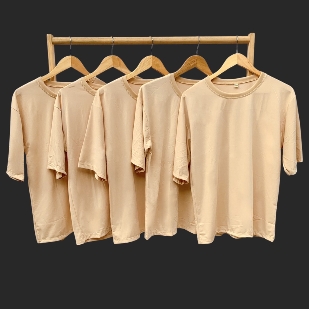 Áo Thun Tay Lỡ Andromeda Màu Be Tan Phom Rộng Unisex Free size Cho Cả Nam Và Nữ