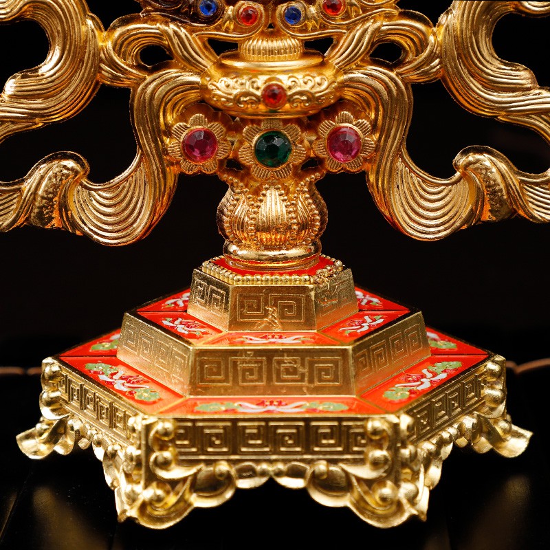 ஐ﹊Gương bán vẽ bằng sơn Phật giáo Tây Tạng cung cấp các dụng cụ hộ pháp mang theo ở nhà để làm của cải cho Đức sử trước đồ trang trí được cất giữ