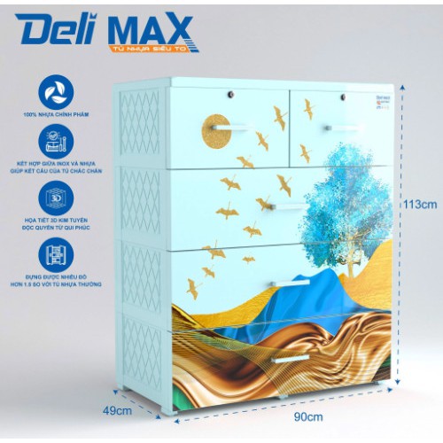 Tủ nhựa quần áo DELI MAX 4 tầng