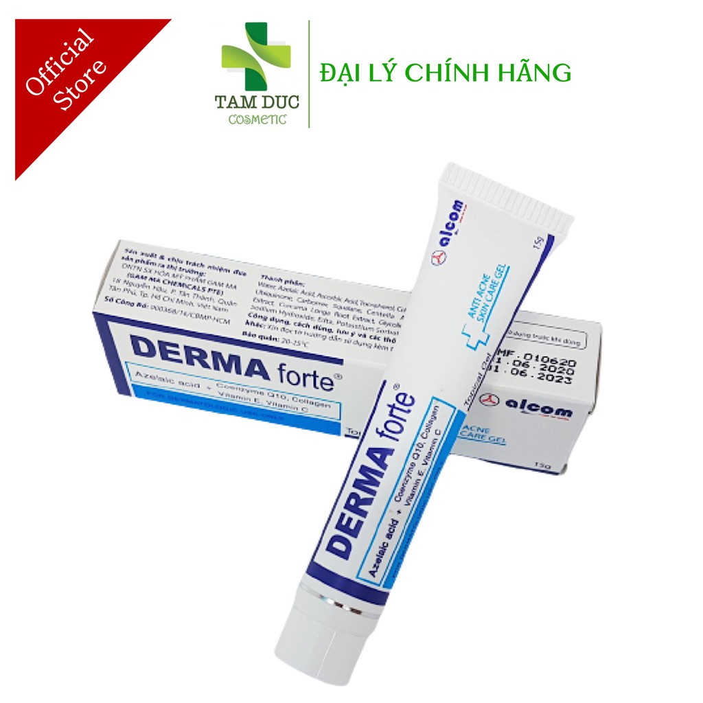 ✅[CHÍNH HÃNG] Derma Forte Gel 15g - Giảm Mụn Trứng Cá, Ngừa Thâm, Mờ Sẹo, Dưỡng Da [megaduo, Dolly ac]