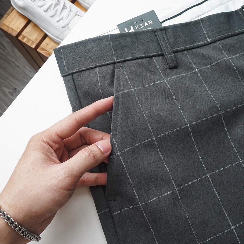 Quần short tây âu nam hoạ tiết caro co giãn Bigsize < 120kg