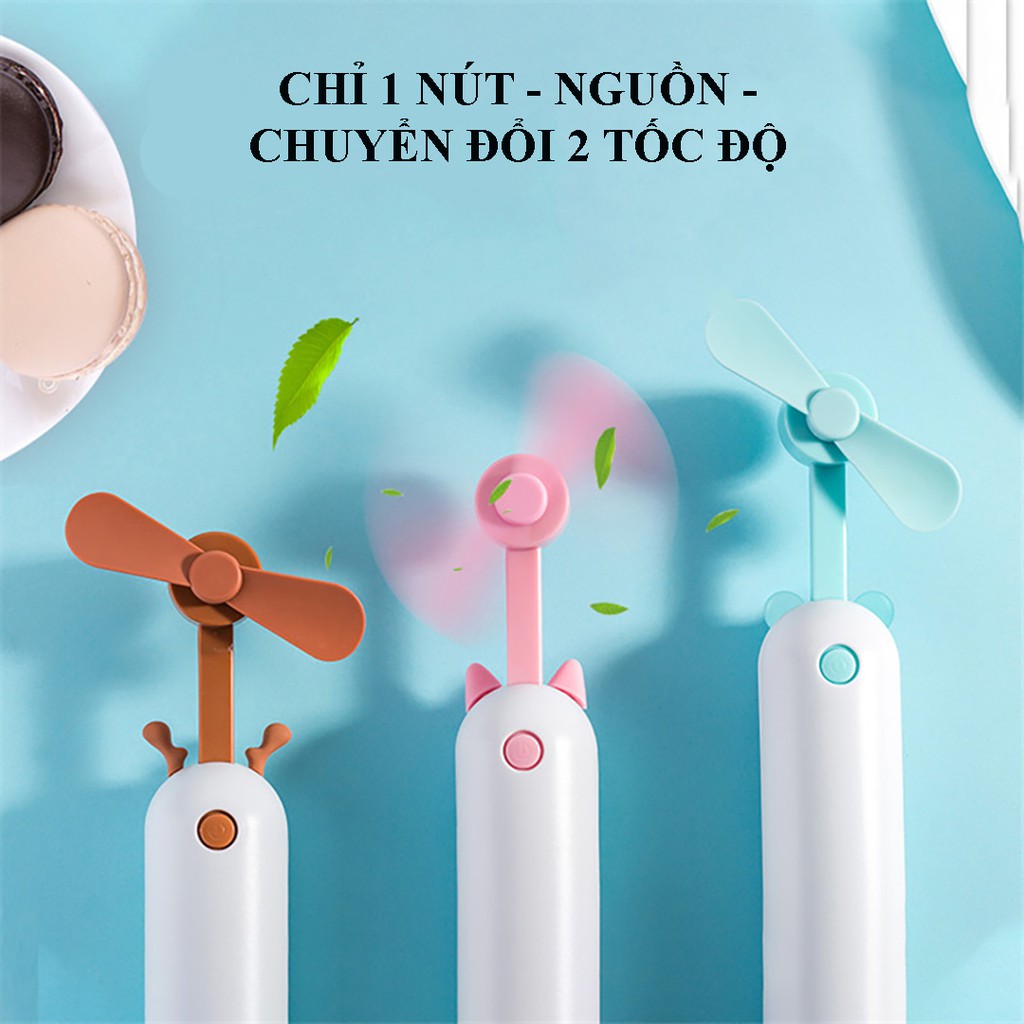 Quạt cầm tay mini Bamboo Dragonfly Fan chong chóng gấp gọn bỏ túi 2 tốc độ gió tặng sạc usb Phặn Phặn