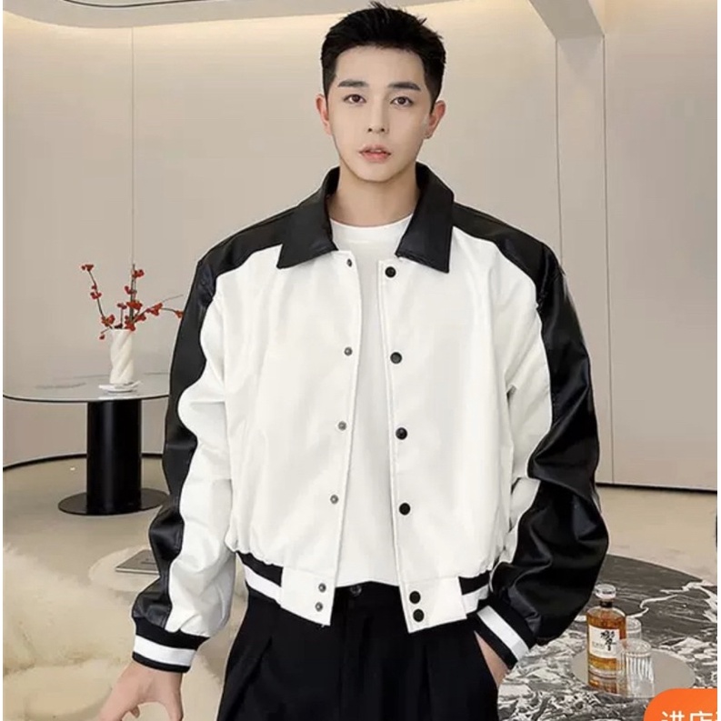 Áo da trắng đen ss21 /  Leather jacket  ss21