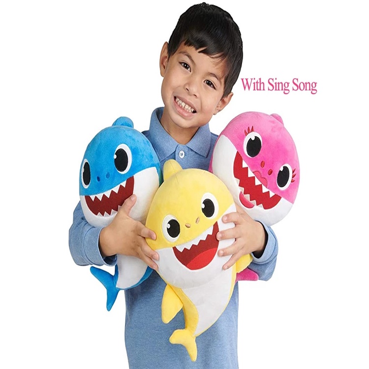 Sáng tạo Trẻ em Cá mập Tiếng Anh Bài hát Âm nhạc Chiếu sáng Phim hoạt hình Bé Búp bê Sang trọng Âm nhạc Cá mập Gia đình Sang trọng Ánh sáng - Đồ chơi trẻ em Up