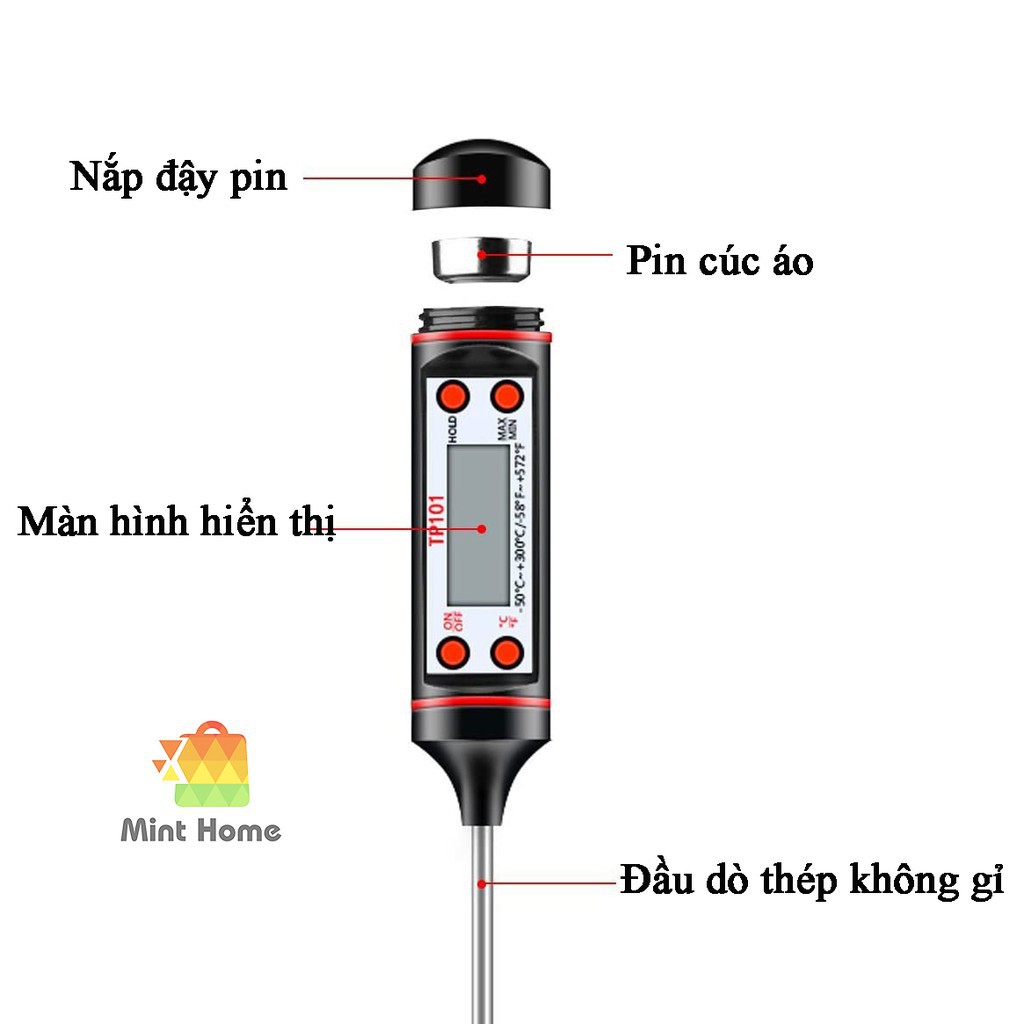 Nhiệt kế điện tử đo nước pha sữa cho bé, trẻ em, máy đo nhiệt độ thực phẩm nấu ăn, làm bánh, dầu, tắm cho phòng bếp