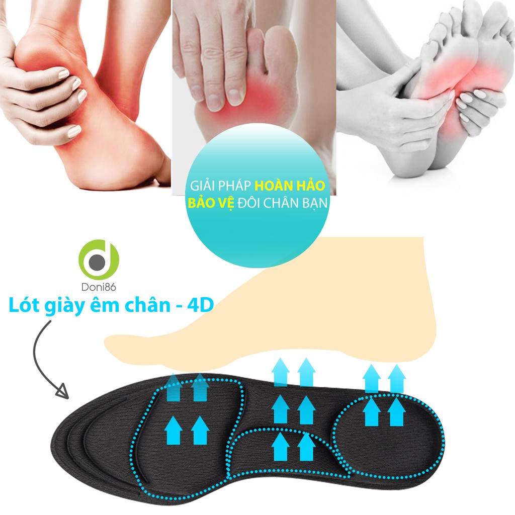 Lót giày thể thao đa năng 4D, thiết kế vòm giúp massage và hút mồ hôi chân - Doni86 - PK56