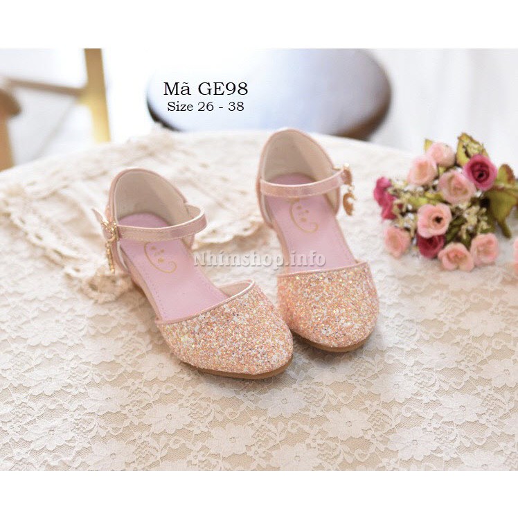 Giày bé gái gót cao 4-5 phân mặc váy công chúa siêu xinh GE98 size 3 - 12 tuổi