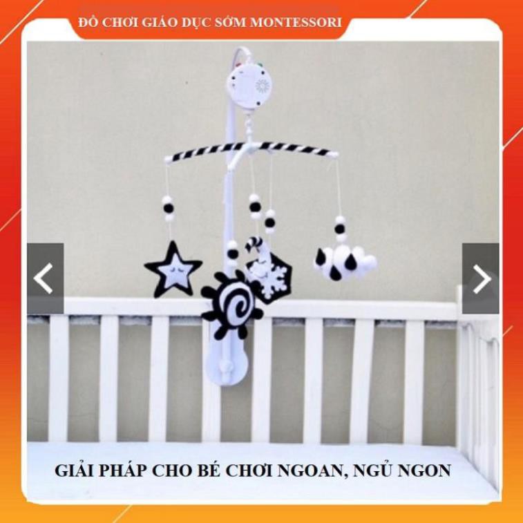 [RẺ NHẤT SHOPEE] Treo Nôi Đen Trắng Khung J Hộp Nhạc 6 Bài -  Đồ Chơi giáo Dục Sớm Montessori (Dành cho Trẻ Sơ Sinh)