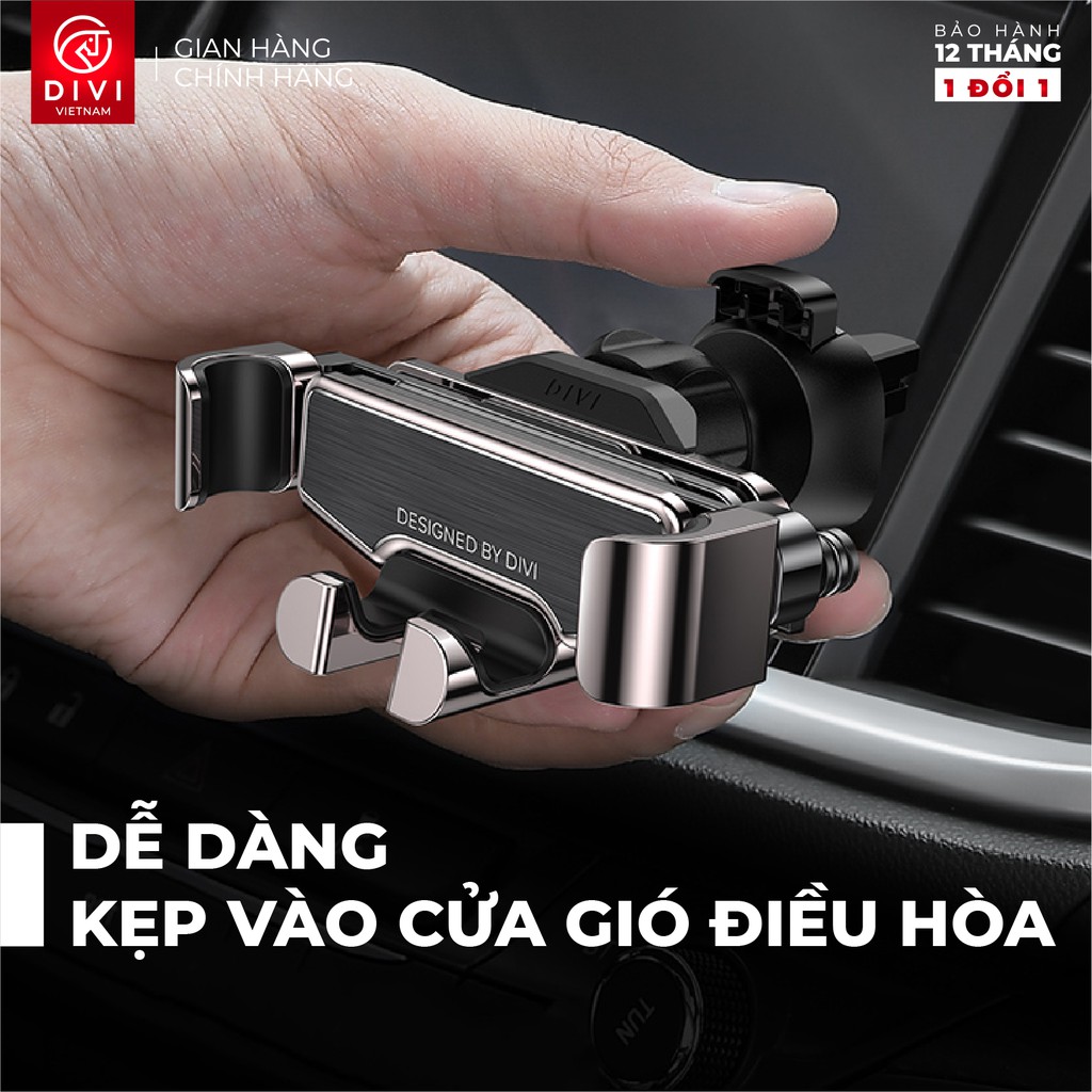 Kẹp điện thoại ô tô DIVI Q624 - Kẹp khe gió điều hòa - Chống shock, rung lắc - Hàng chính hãng Bảo hành 12 tháng 1 đổi 1