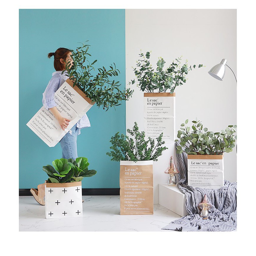 Túi giấy Kraft trang trí decor đựng hoa lá chụp ảnh