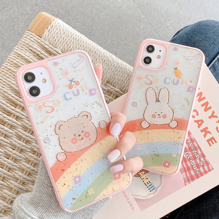 Ốp iphone - Ốp lưng viền Gấu thỏ socute kim tuyến 6/6plus/6splus/7/8/7plus/8plus/x/xs/xsmax/11/11promax- Awifi Case S3-4 | BigBuy360 - bigbuy360.vn