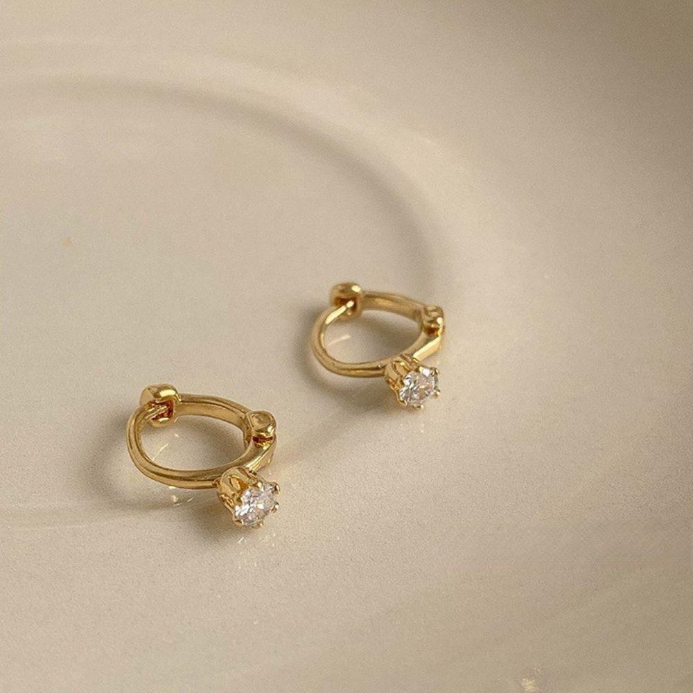 Bông Tai Mini Đính Kim Cương Không Gây Dị Ứng Thời Trang Cho Nữ