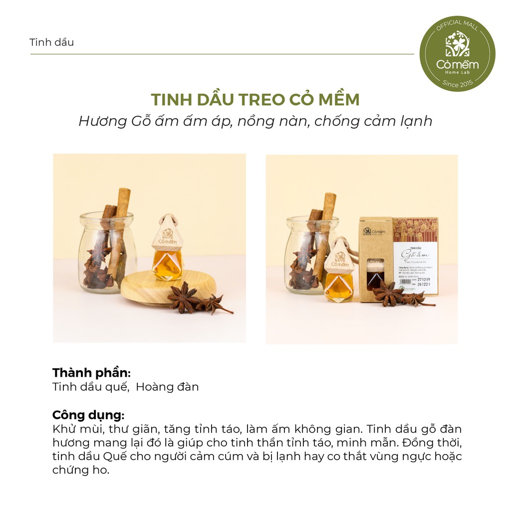 Tinh Dầu Treo Hương Gỗ ấm Thiên Nhiên Nguyên Chất Ấm Áp Ngừa Cảm Lạnh Cỏ Mềm 8,5ml