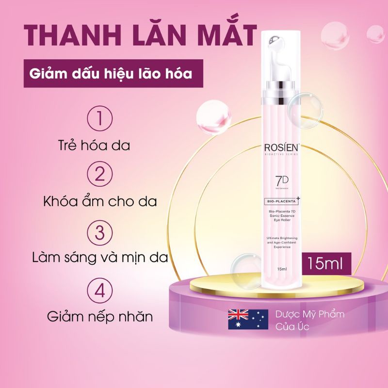 THANH LĂN DƯỠNG MẮT ROSIEN BIO – PLACENTA 7D SONIC – ESSENCE EYE ROLLER.