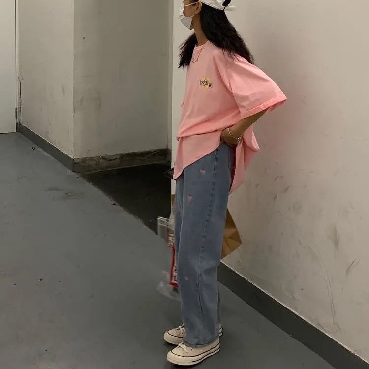 Quần Jean Ống Rộng Lưng Cao Thiết Kế Mới Năng Động Thời Trang Dành Cho Nữ